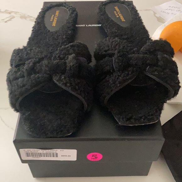 Saint laurent black shearling slides. Worn twice. In perfect mint condition. - Picture 3 of 5
